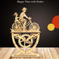 3D Puzzle for Adults, Wooden Puzzles Father Bicycle Mechanical Gear Model Building Kits, DIY Wood Crafts Unique Collection, STEM Hobbies for Women Men (Father & Son)
