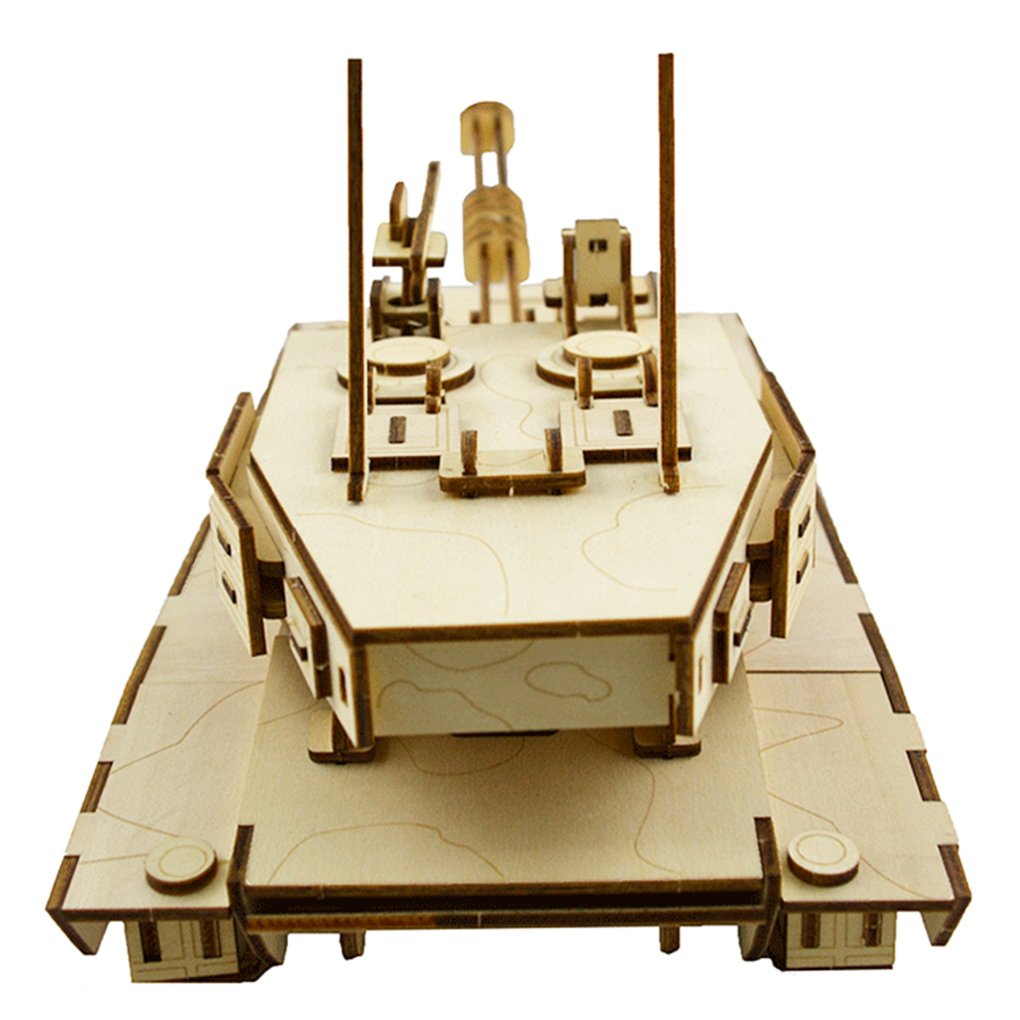 3D Wooden Puzzles Laser Engraving DIY Safe Assembly Constructor Kit Toy for Teens and Adults (Tank)