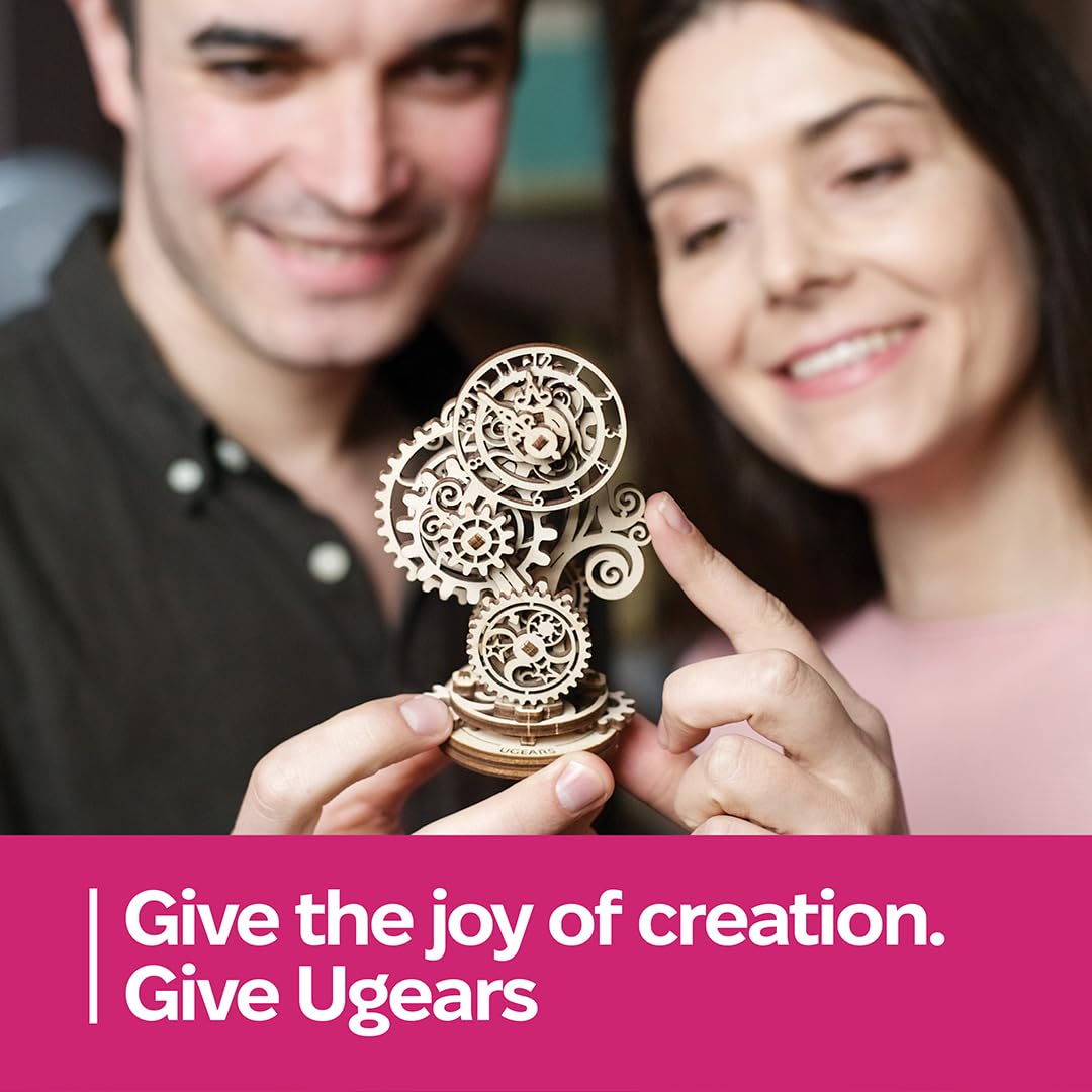 Ugears Steampunk Clock 3D Wooden Puzzle - Mechanical Wooden Clock - Adult Model Kits for Christmas and New Year - Magnificent Home Decoration