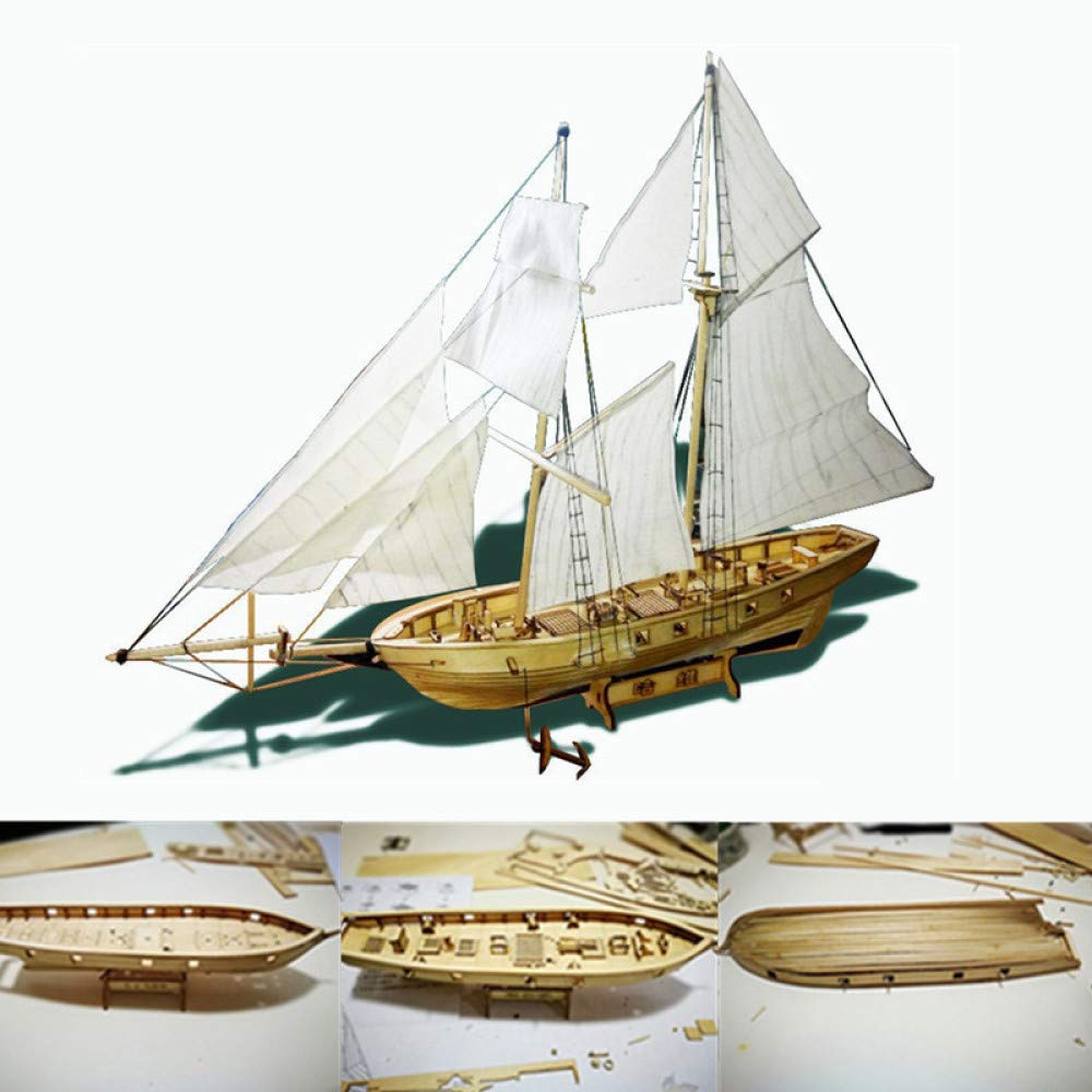 Gigicloud DIY Hobby Wooden Ship, 1/100 Scale Ship Model Building Kits Sailboat Home Decoration Science Equipmen Assembly Model Boat Kits Sailing Boat Kit Decor for Collections Handmade Crafts