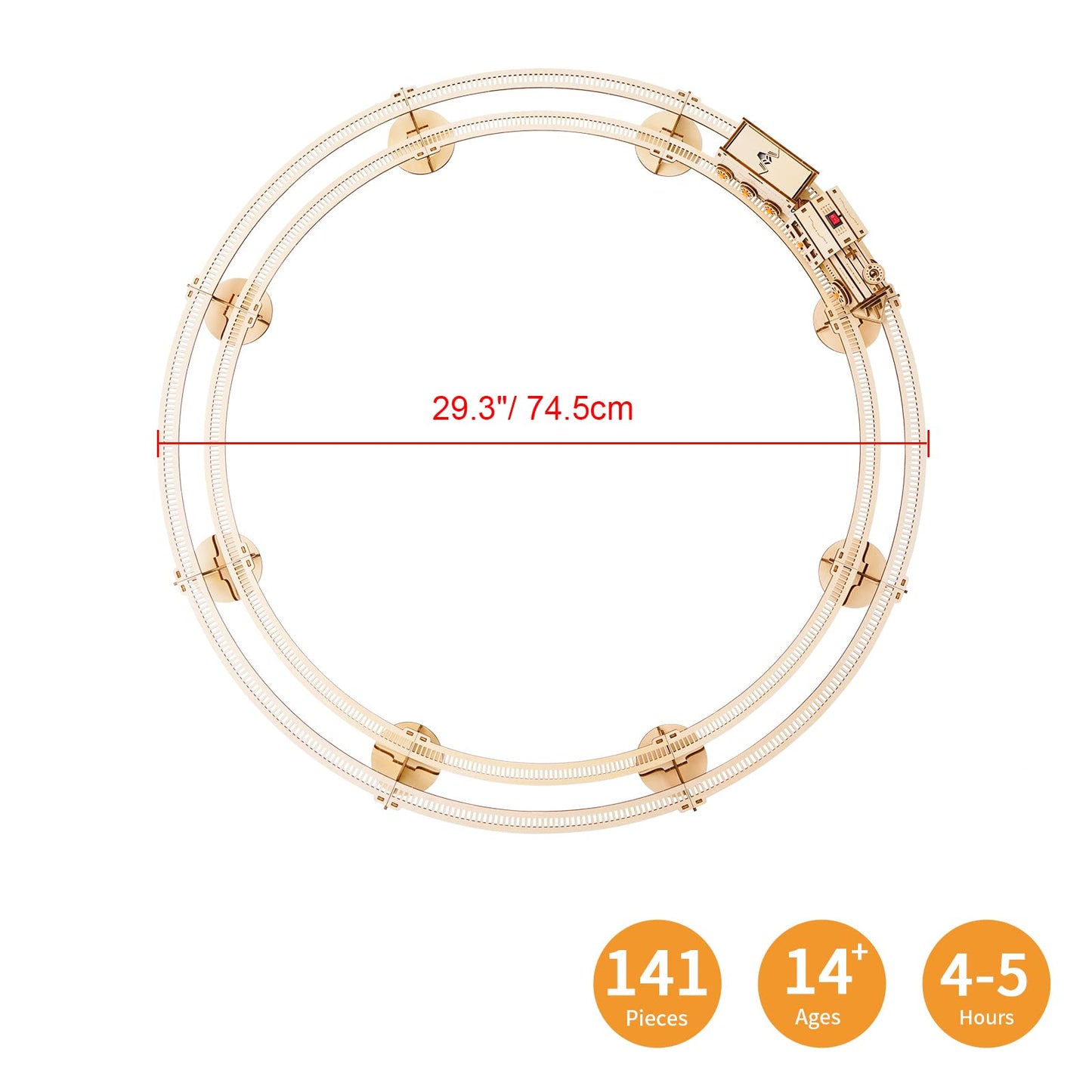 Hallisun 3D Wooden Puzzles for Adults, Wooden Toy Train Set with Railway, Locomotive Train Mechanical Model Kit for Adults and Kids to Build, Engineering DIY Wooden Models Hobbies Toy, 141 PCS