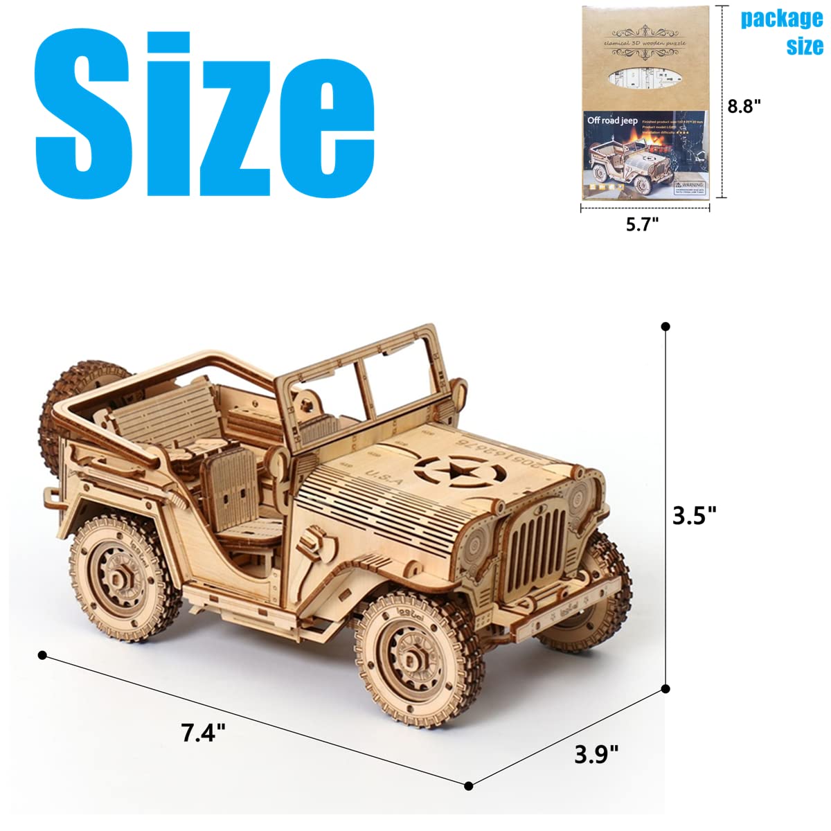 3D Wooden Puzzle - Wood Crafts Mechanical Off-Road Vehicle Building Model Kits - Wooden STEM DIY Brain Teaser Puzzle - Off-Road Vehicle 3D Puzzle Birthday Gifts Christmas