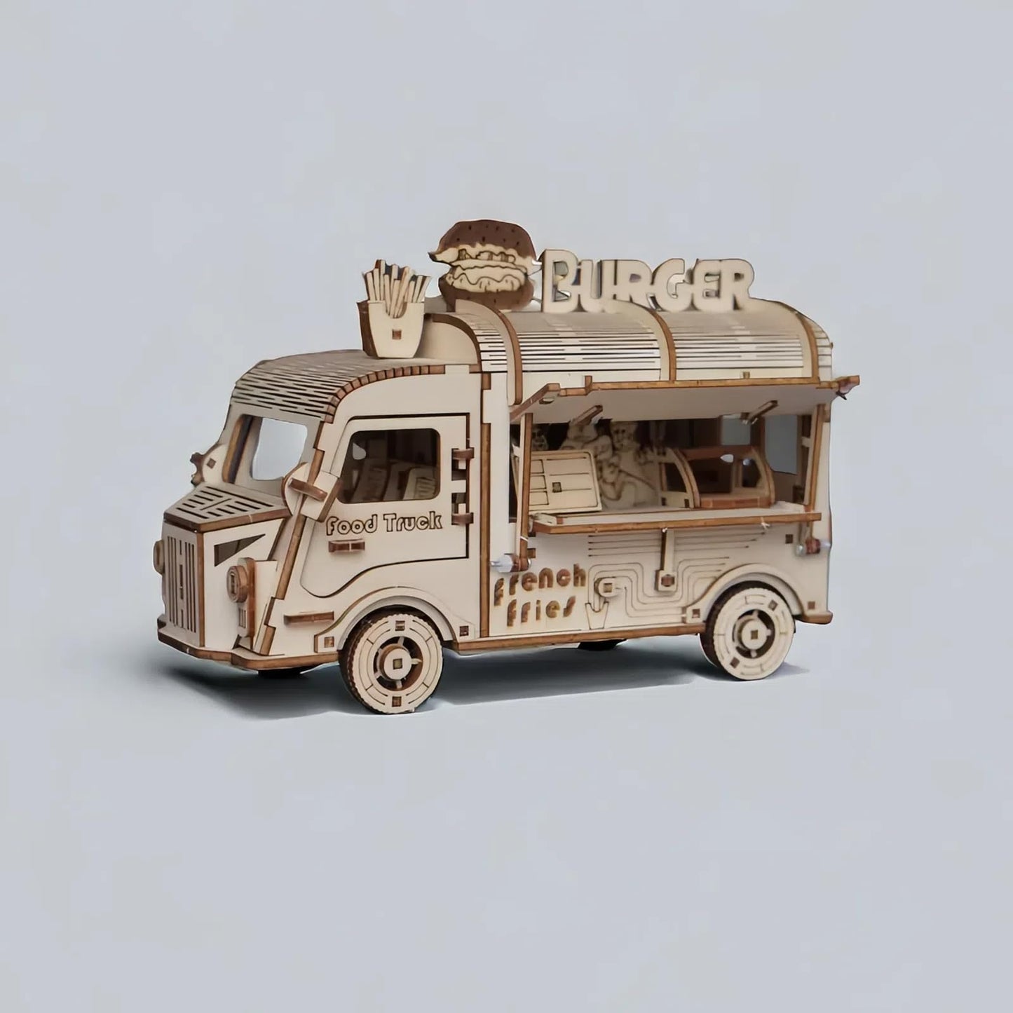 3D Wooden Puzzles for Adults Model Car Kits Wood Fast Food Truck Mechanical Models Building Kit