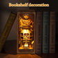Book Nook Kit for Adult - THRIVINGIVAN DIY Miniature Model Build Dollhouse Kit 3D Wooden Puzzle with Sensor Led Light for Bookshelf Bookend Insert Decor Adults Teen Crafts