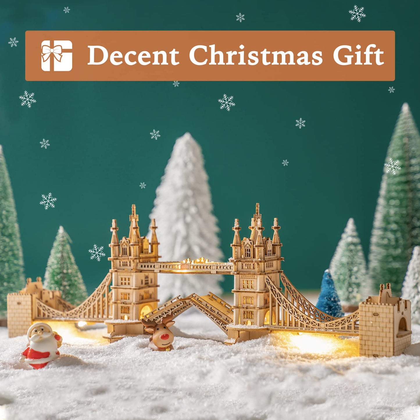 ROBOTIME 3D Puzzle Wooden Craft Kits with LED Light DIY Tower Bridge Construction Model Kit to Build for Teens Brain Teaser Puzzle Home Decor Birthday Gifts