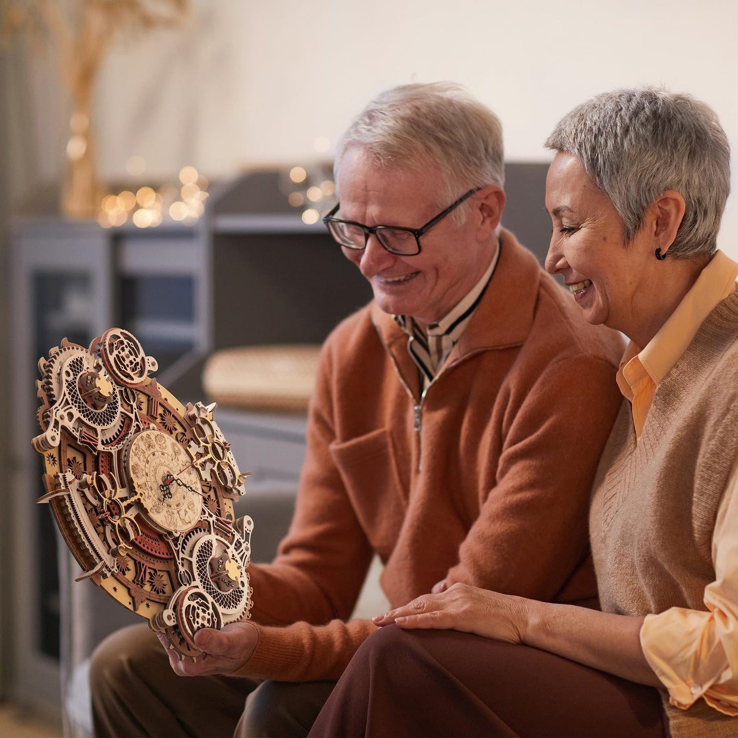 ROKR 3D Wooden Puzzles for Adults-Wooden Clock Puzzle Kit-Wood Model Kits to Build for Adults-Zodiac Wall Clock