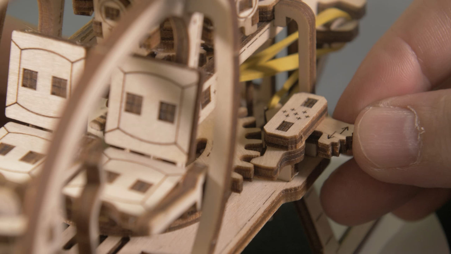 WOODEN.CITY Helicopter 3D Wooden Puzzle – Wooden Model Kit for Adults, 173-Piece Mechanical Helicopter with Working Rotor, DIY Aircraft Model, Made in EU