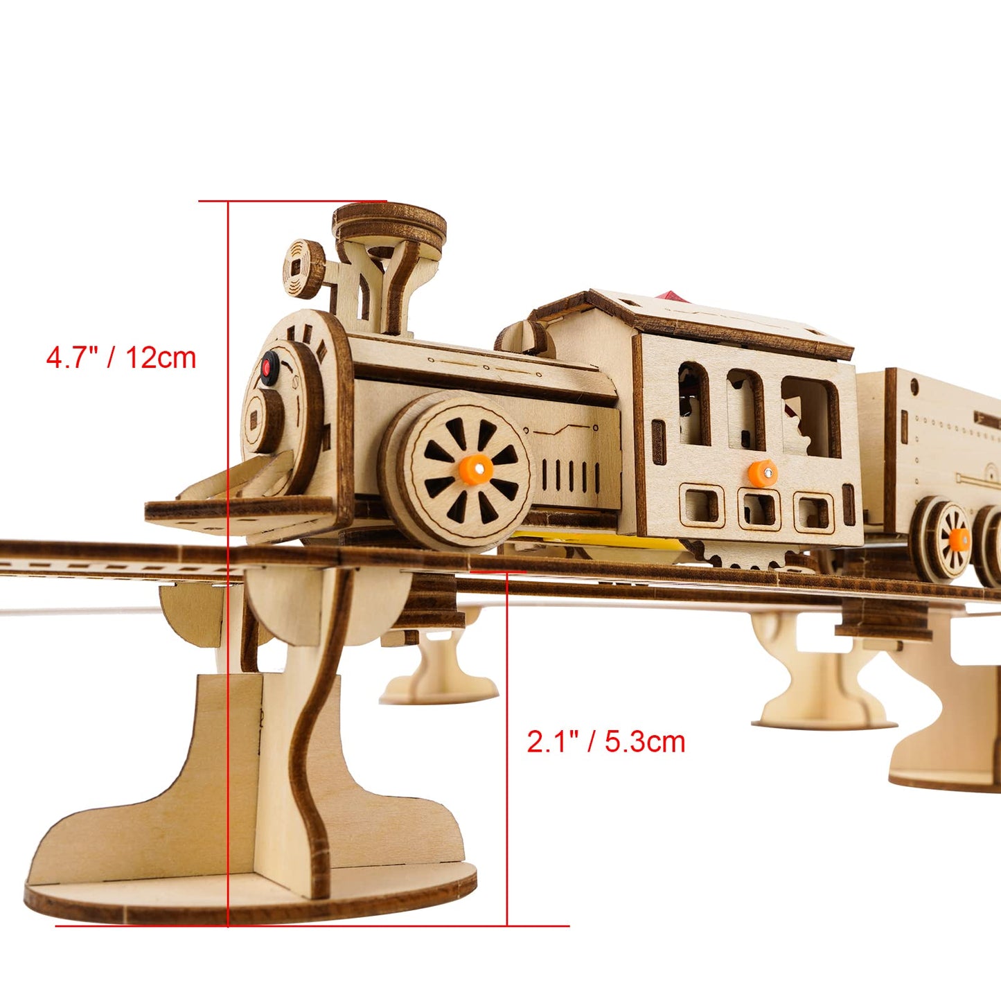 Hallisun 3D Wooden Puzzles for Adults, Wooden Toy Train Set with Railway, Locomotive Train Mechanical Model Kit for Adults and Kids to Build, Engineering DIY Wooden Models Hobbies Toy, 141 PCS