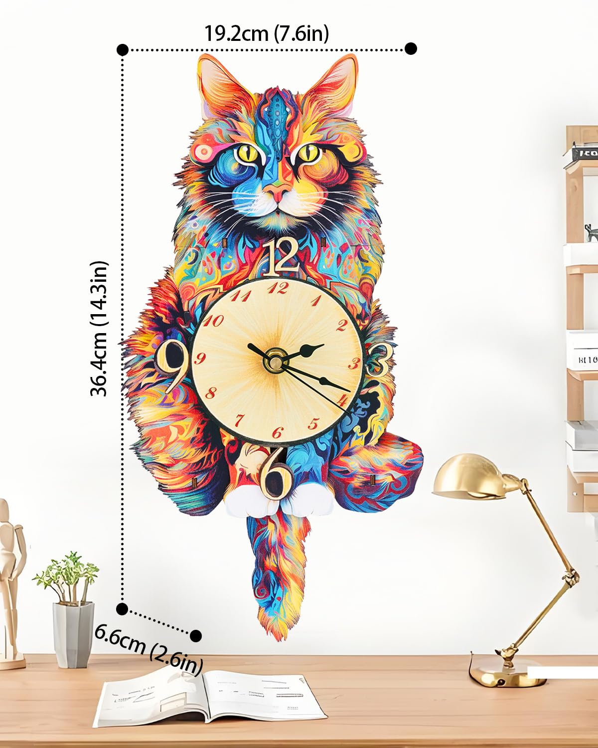 Rnfinewow 3D Wooden Puzzles for Adults, Maine Coon Cat Clock DIY Kit, Beginner 22 Pcs Wooden Puzzles, Creative Gift Ideas for Adults Teens