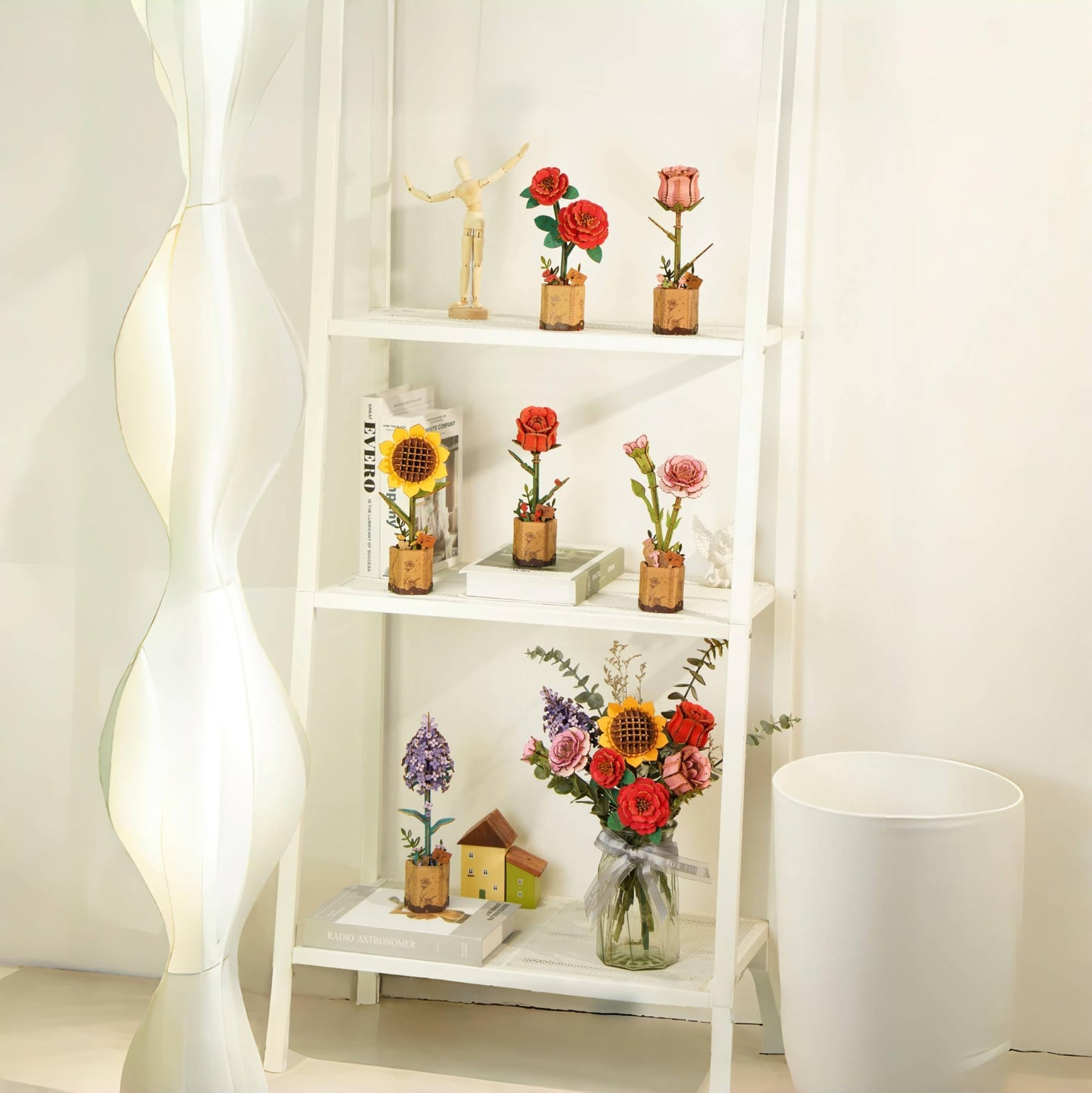 ROBOTIME Wooden Flower 3D Puzzle TW021 Lilac, Purple Gifts Idea, 30-Minute Crafts for Adults & Teens, Artificial Flower Decorations, Birthday/Valentine's Day