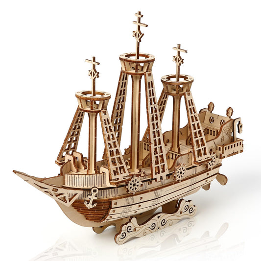 Foyucool 3D Wooden Puzzle for Adults, DIY Ship Model, Creative Assembly Model Building for Adults, DIY Assembly Puzzle, Woodcraft Kit for Christmas Day