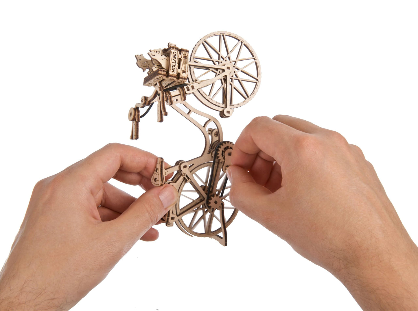 UGEARS Wooden 3D Puzzles - Dutch Bicycle Model Kit for Adults - Easy Assembly Iconic Amsterdam Bike Crafts - DIY Miniature Kit - 75 Pieces