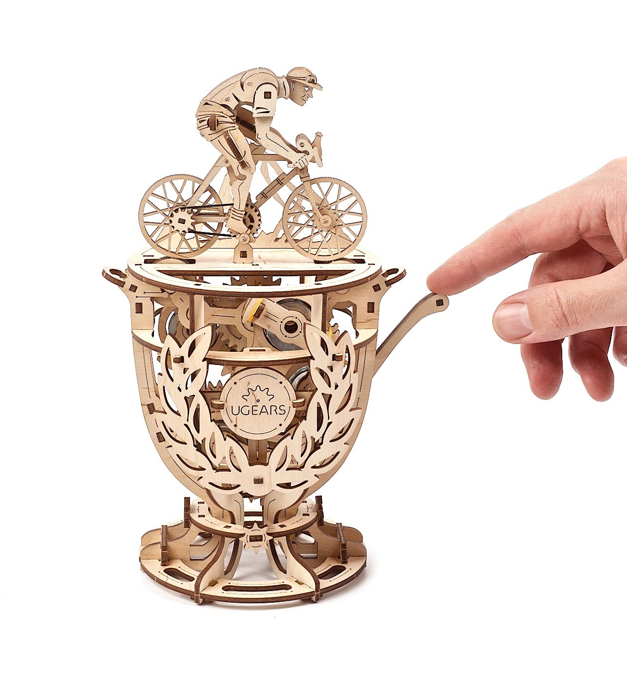 UGEARS Automaton Cyclist 3D Puzzle - Self-Assembly 3D Wooden Puzzles Idea Classic Tour De France Cup Bicycle Wood Model Kit - Creative 3D Puzzles for Adults - DIY Cyclists Gifts