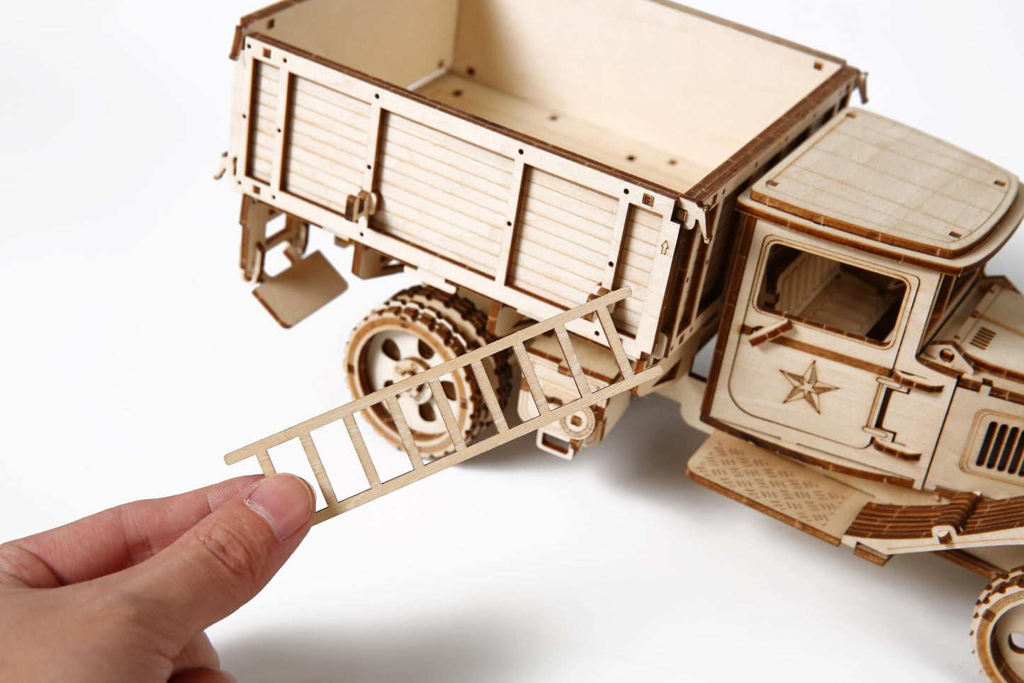 Hallisun 3D Wooden Truck Puzzle, 3D Wooden Puzzle for Adults, DIY Assembly Mechanical Truck Building Kit, Handicraft Wood Car Craft, Birthday for Hobbyist Collectors Family Women Men Age 14+, 246 pcs