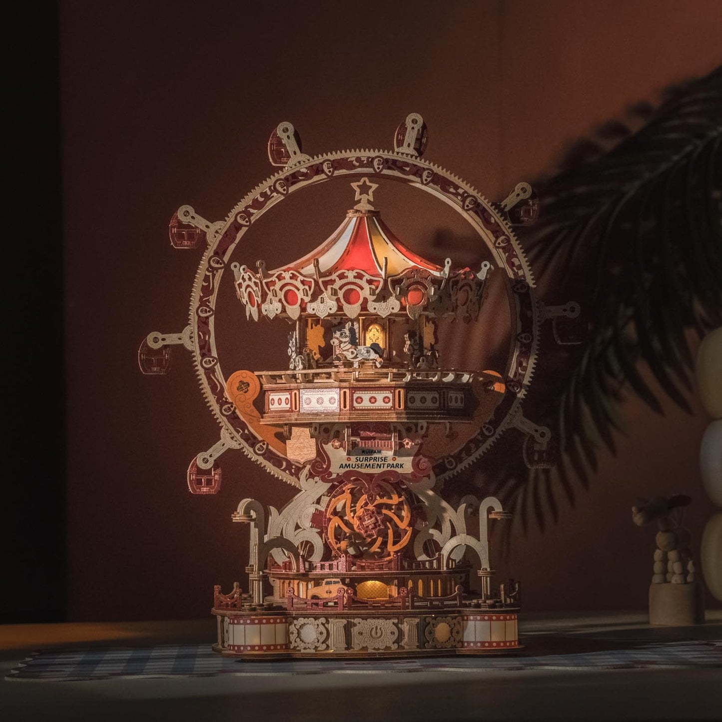 3D Puzzles for Adults, Wooden 3D Puzzle Model Surprise Amusement Park Music Box Toys Building Kits, DIY Wood Crafts Cool Toy Hobbies for Men Women, Creative Assembly Gifts