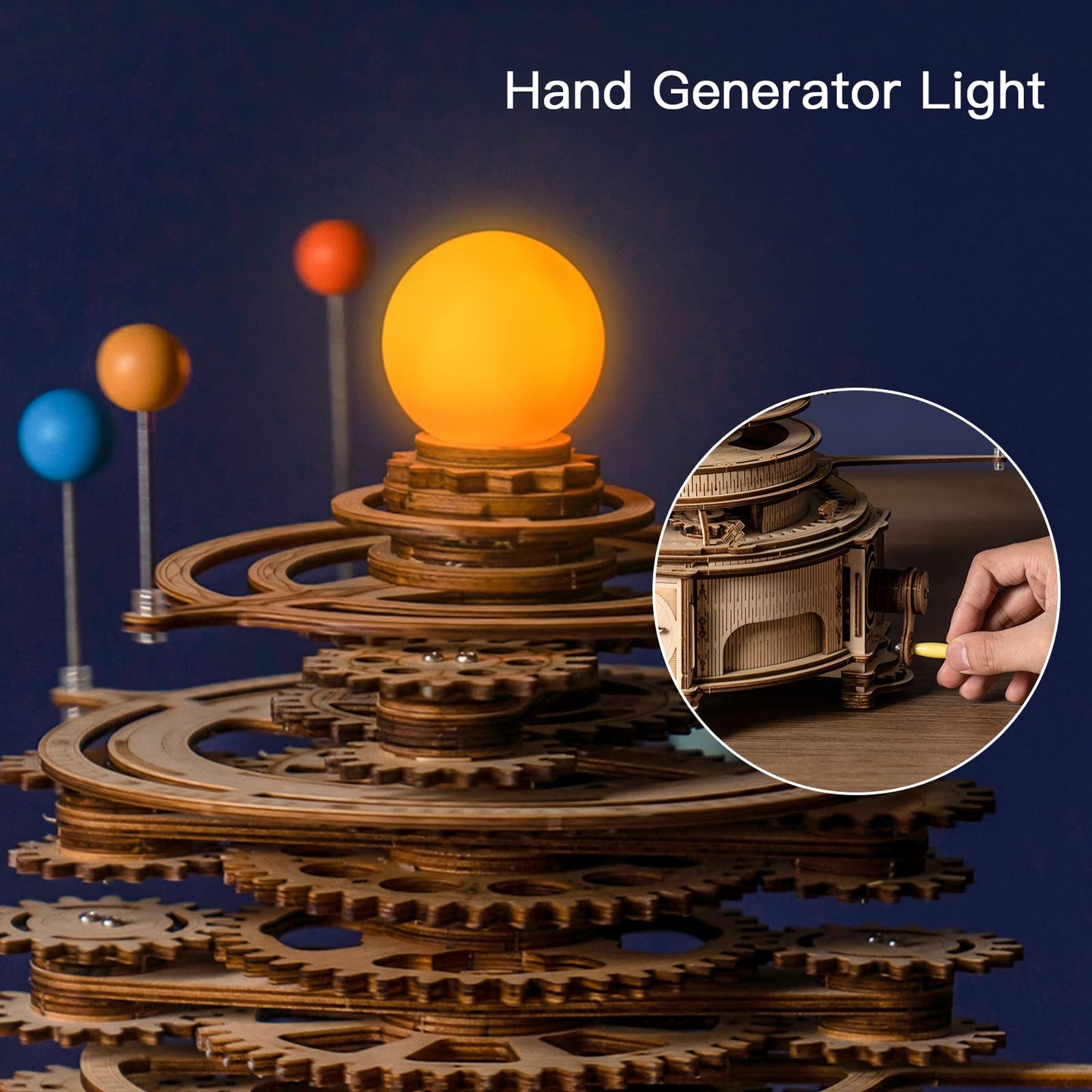 ROKR 3D Wooden Puzzles for Adults Huge Orrery Model - Toy Building Set Mechanical Puzzles 8 Orbiting Planets Unique Gifts for Men and Women