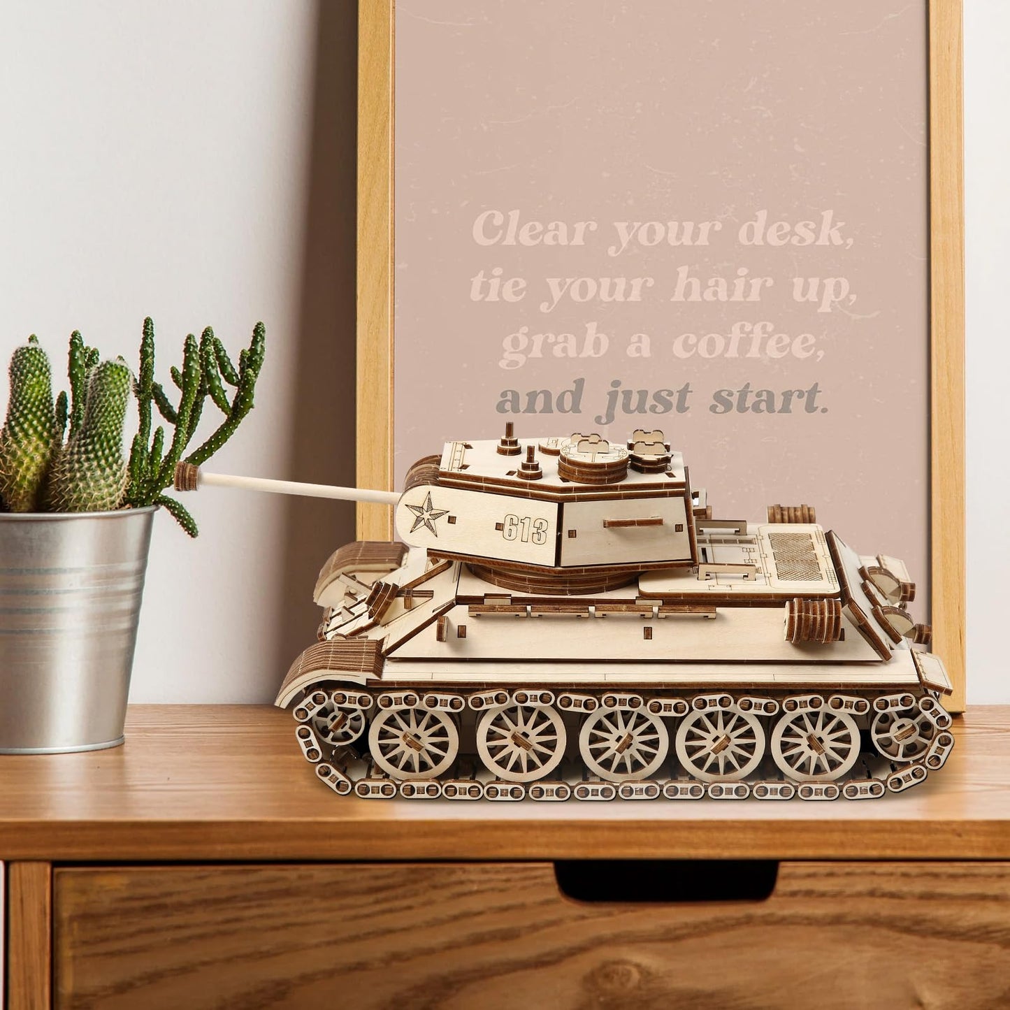 Foyucool 3D Wooden Puzzle for Adults, DIY Tank Model, Creative Assembly Model Building for Adults, DIY Assembly Puzzle, Woodcraft Kit for Christmas Day