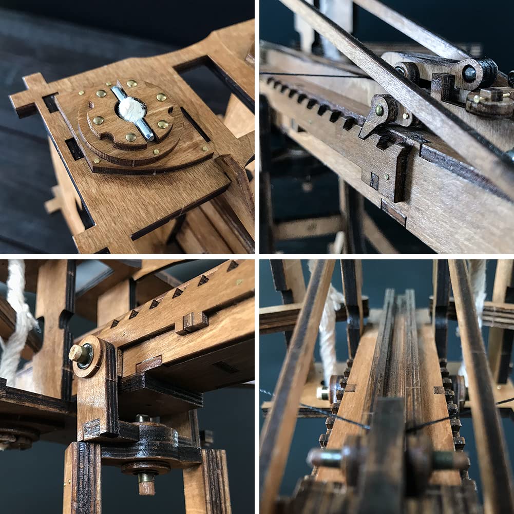 YAQUMW The Mini Roman Ballista Europe Medieval Siege Chariot Wooden Catapult DIY 3D Puzzles Model Kits STEM Projects Tabletop Toys