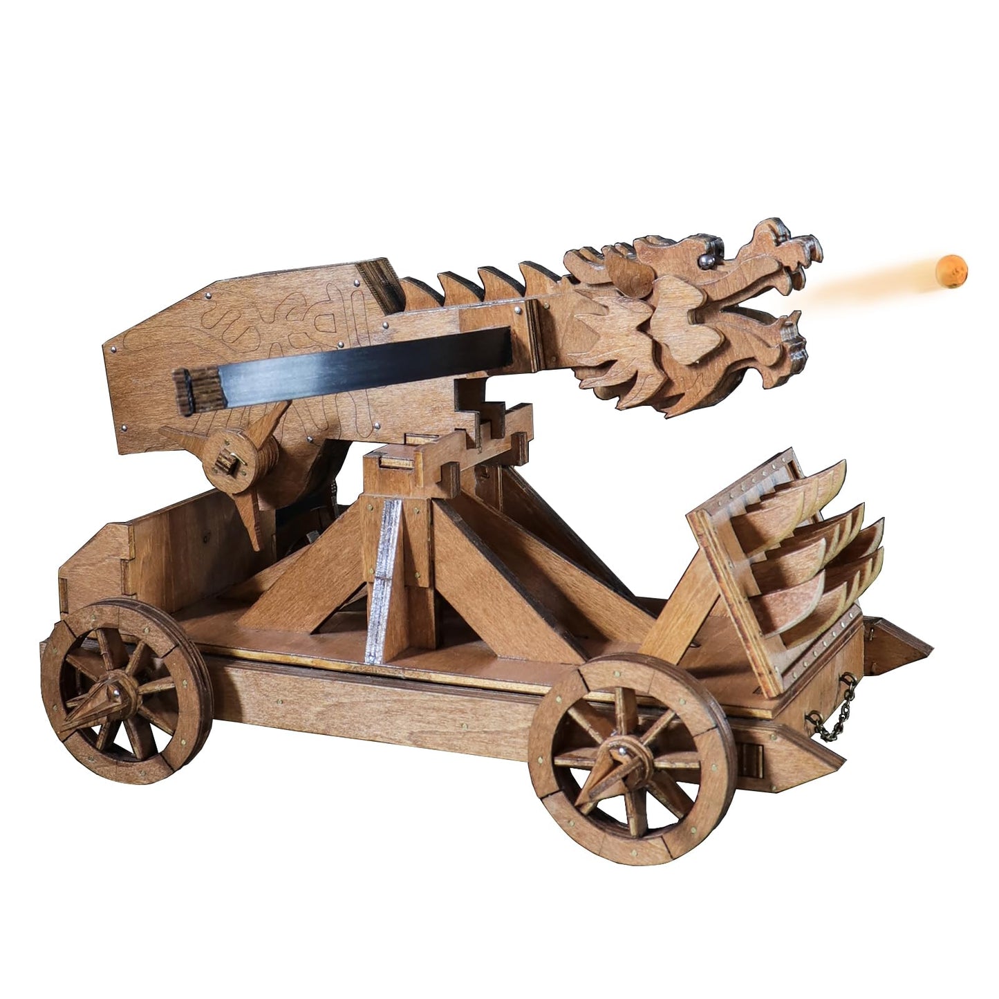 YAQUMW Mini Dragon Ballista Ancient Missile Launcher China Three Kingdoms Chariot Wooden Catapult DIY 3D Puzzles Model Kits STEM Projects Tabletop Toys