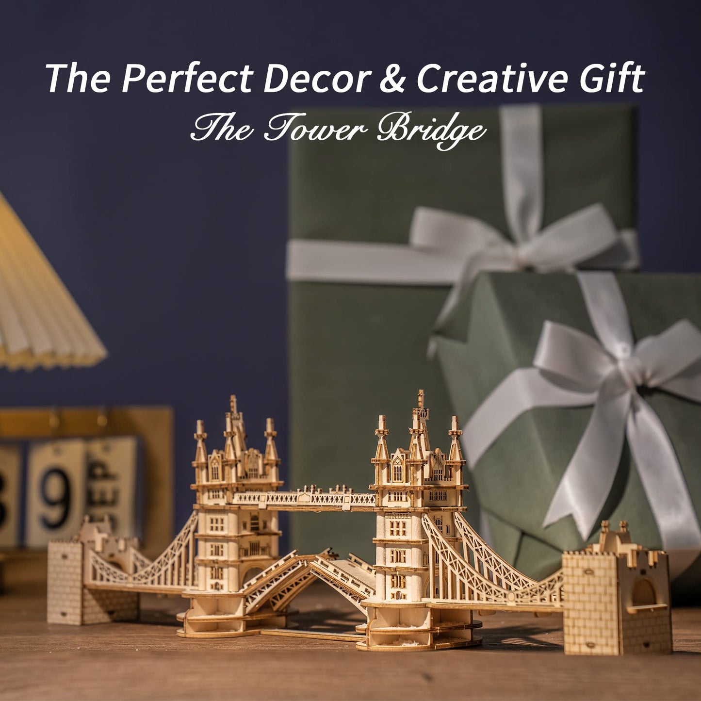 ROBOTIME 3D Puzzle Wooden Craft Kits with LED Light DIY Tower Bridge Construction Model Kit to Build for Teens Brain Teaser Puzzle Home Decor Birthday Gifts