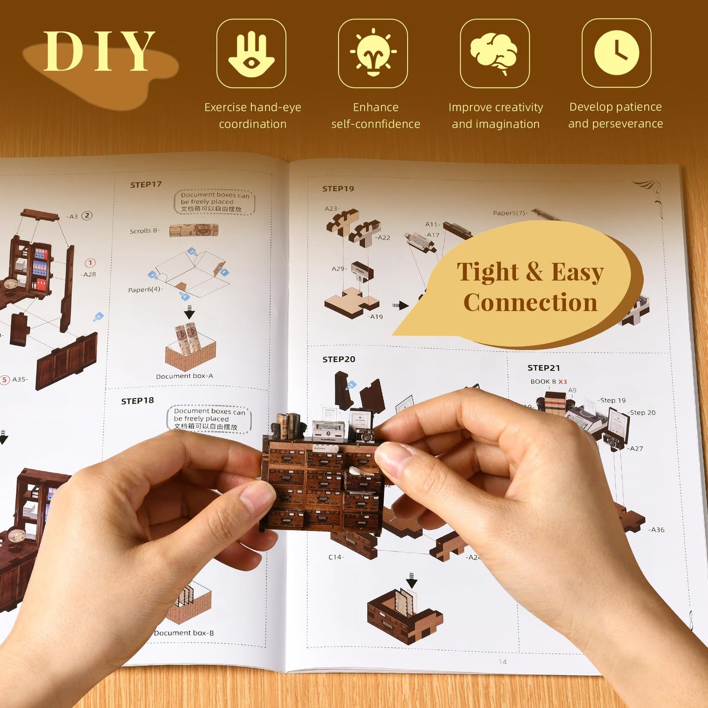 CCCDF DIY Book Nook Kit for Adults and Teens, Miniature Dollhouse Booknook Kit, 3D Wooden Puzzle Booknook Bookshelf Bookcase Model Build Kit Decor Alley with LED Light (Law Library)