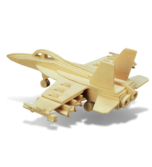 Puzzled F-18 Hornet 3D Puzzle Airplane Model Wood Building Kit - 3D Model Airplane Building Kit for Kids and Adults, Fun Educational Model Plane Kit to Paint and Build Craft 3D Model Kit - 47 Pieces