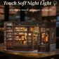 Cutefun Book Nook Kit - DIY Miniature Doll House Kit, Book Nook Kits for Adults, 3D Wooden Puzzle Bookend Bookshelf with LED Light for Cafe Crafts Lovers (Corner Coffee Shop)
