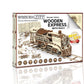 WOODEN.CITY Wooden Express with Rails 3D Wooden Puzzles for Adults – Build Your Own Express Train with Rubber‑Band Motor – Self‑Assembly Model, DIY Gift for Adults and Teens