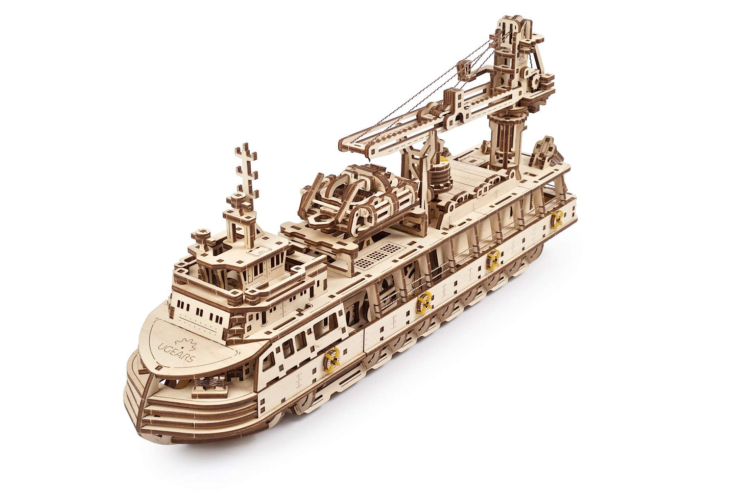 UGEARS 3D Puzzles Research Vessel - DIY Model Ship 3D Idea - Unique and Creative Wooden Mechanical Models - Self Assembly Woodcraft Construction Kits