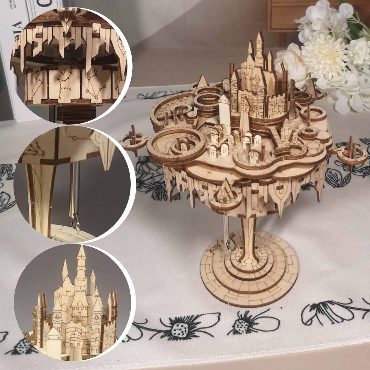 Music Park 3D Wooden Puzzles for Adults Music Box Model Kits You are My Sunshine Castle Building DIY Crafts Birthday Gifts for Girls or Women Age 14+