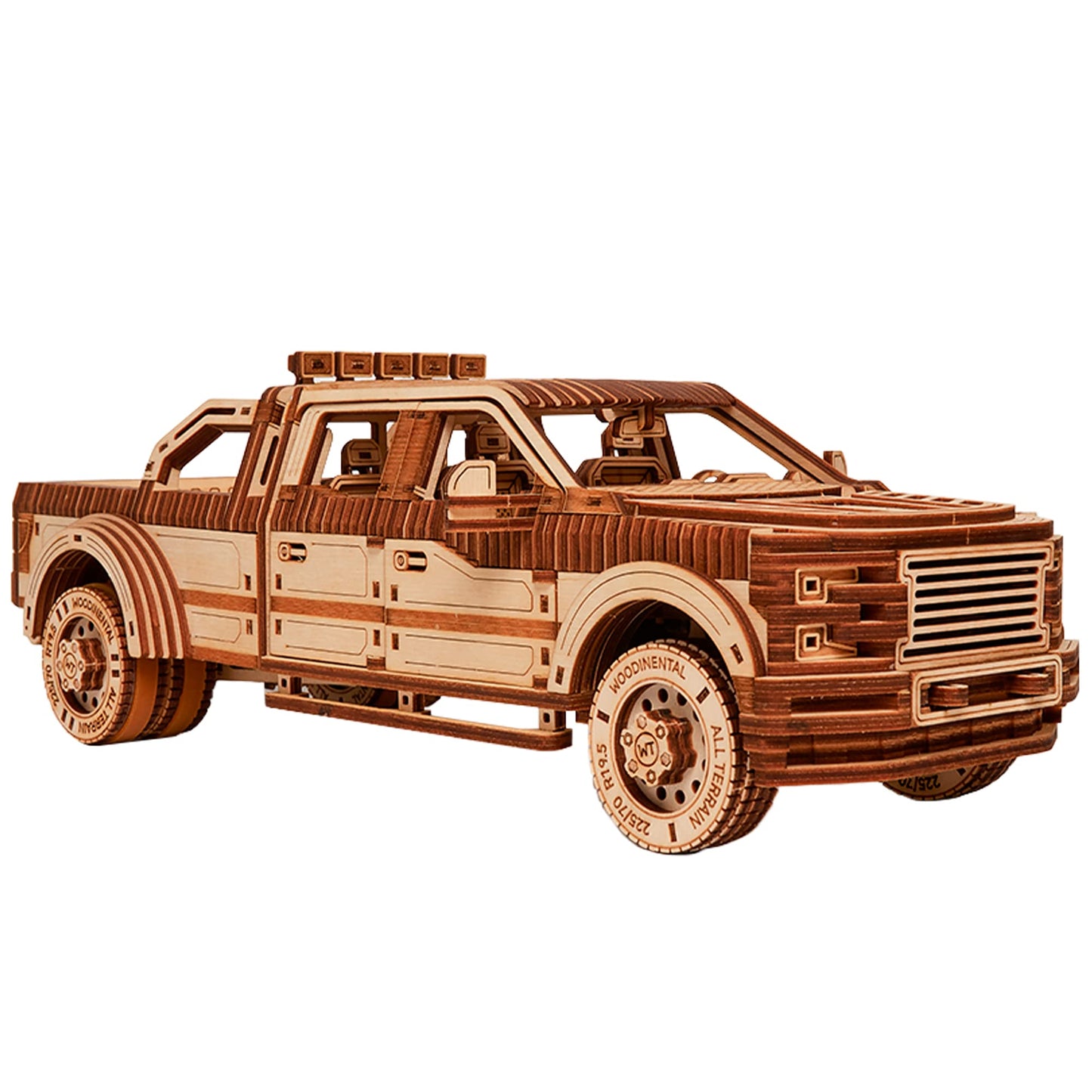 Wood Trick Pickup Truck SUV Car Wooden 3D Puzzles for Adults to Build - Rides up to 32 feet - Engineering DIY Mechanical Wood Model Kits Wooden Puzzles for Adults