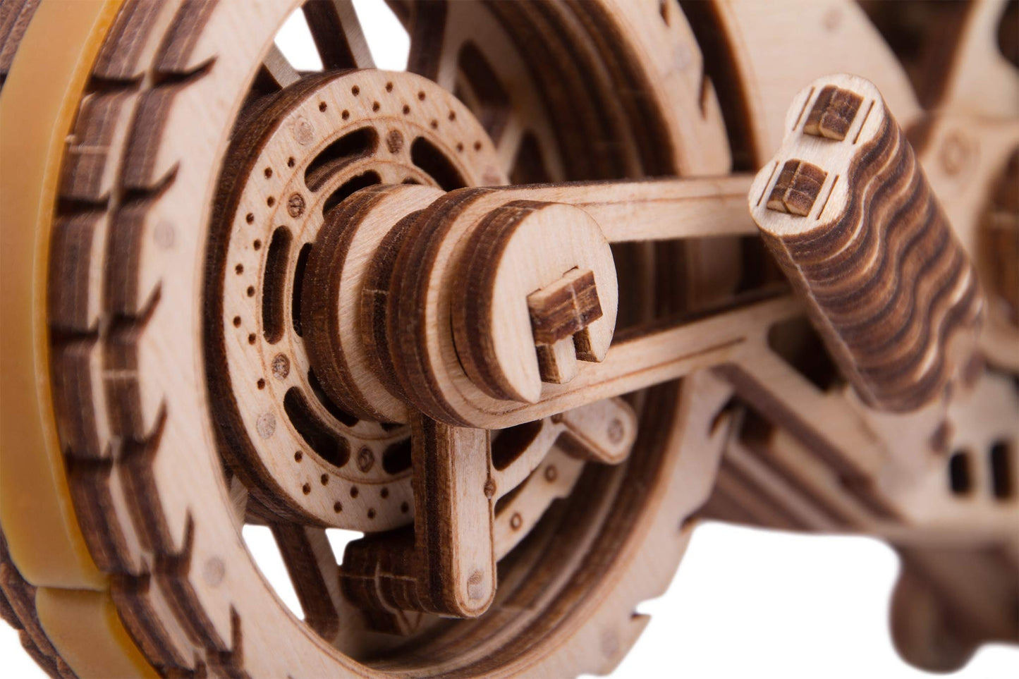 Wood Trick Motorcycle w/Rubber Band Motor Rides up to 16ft - Mechanical Model Kits for Adults - 10x4in - 3D Wooden Puzzles for Adults - Engineering DIY 3D Puzzle Wooden Models