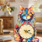 Rnfinewow 3D Wooden Puzzles for Adults, Maine Coon Cat Clock DIY Kit, Beginner 22 Pcs Wooden Puzzles, Creative Gift Ideas for Adults Teens