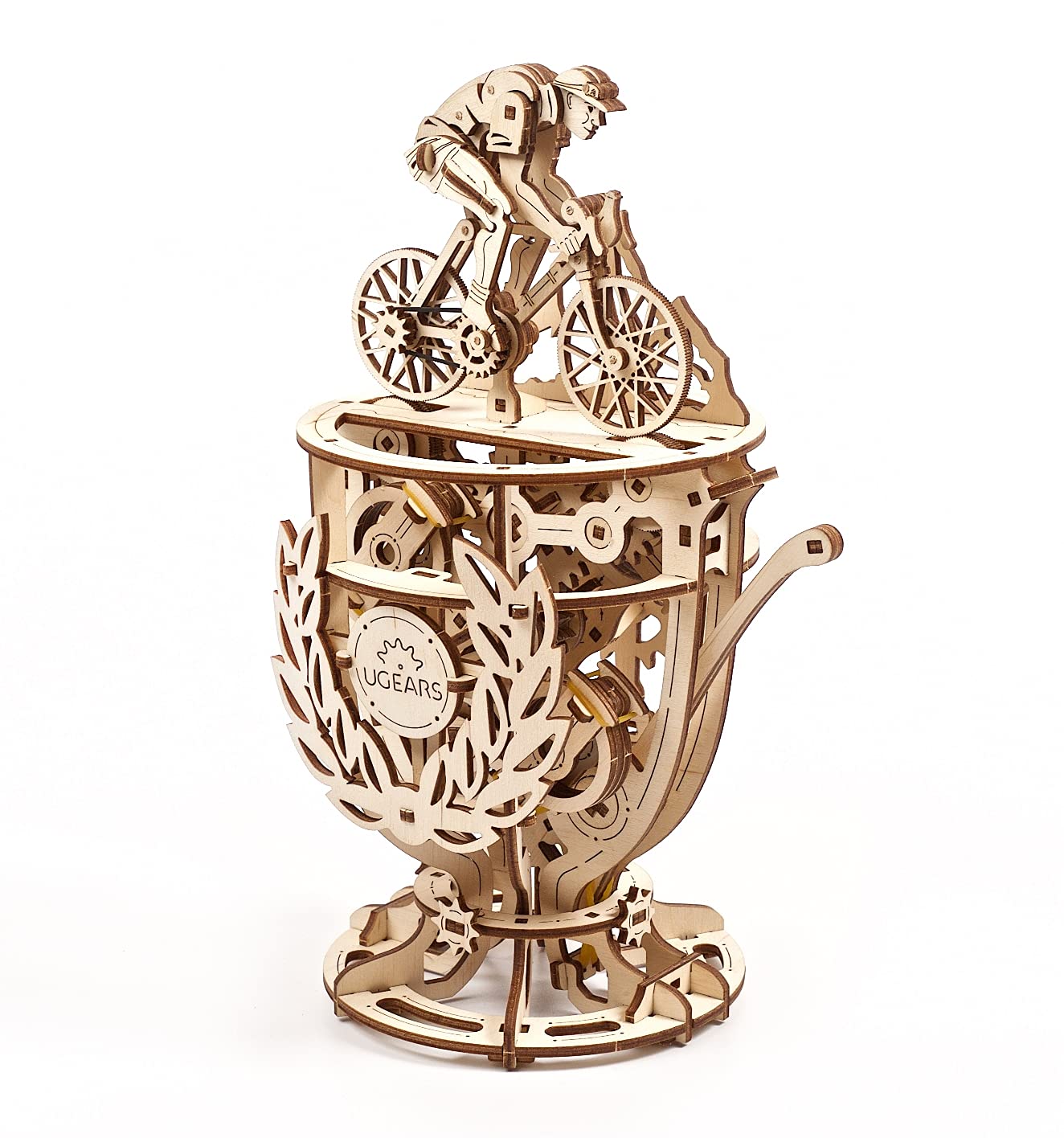 UGEARS Automaton Cyclist 3D Puzzle - Self-Assembly 3D Wooden Puzzles Idea Classic Tour De France Cup Bicycle Wood Model Kit - Creative 3D Puzzles for Adults - DIY Cyclists Gifts