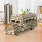 Foyucool 3D Wooden Puzzle for Adults, DIY Creative School Bus Design Model Kit, Creative Assembly Model Building Kits to Build for Adults, DIY Assembly Puzzle for Christmas Day