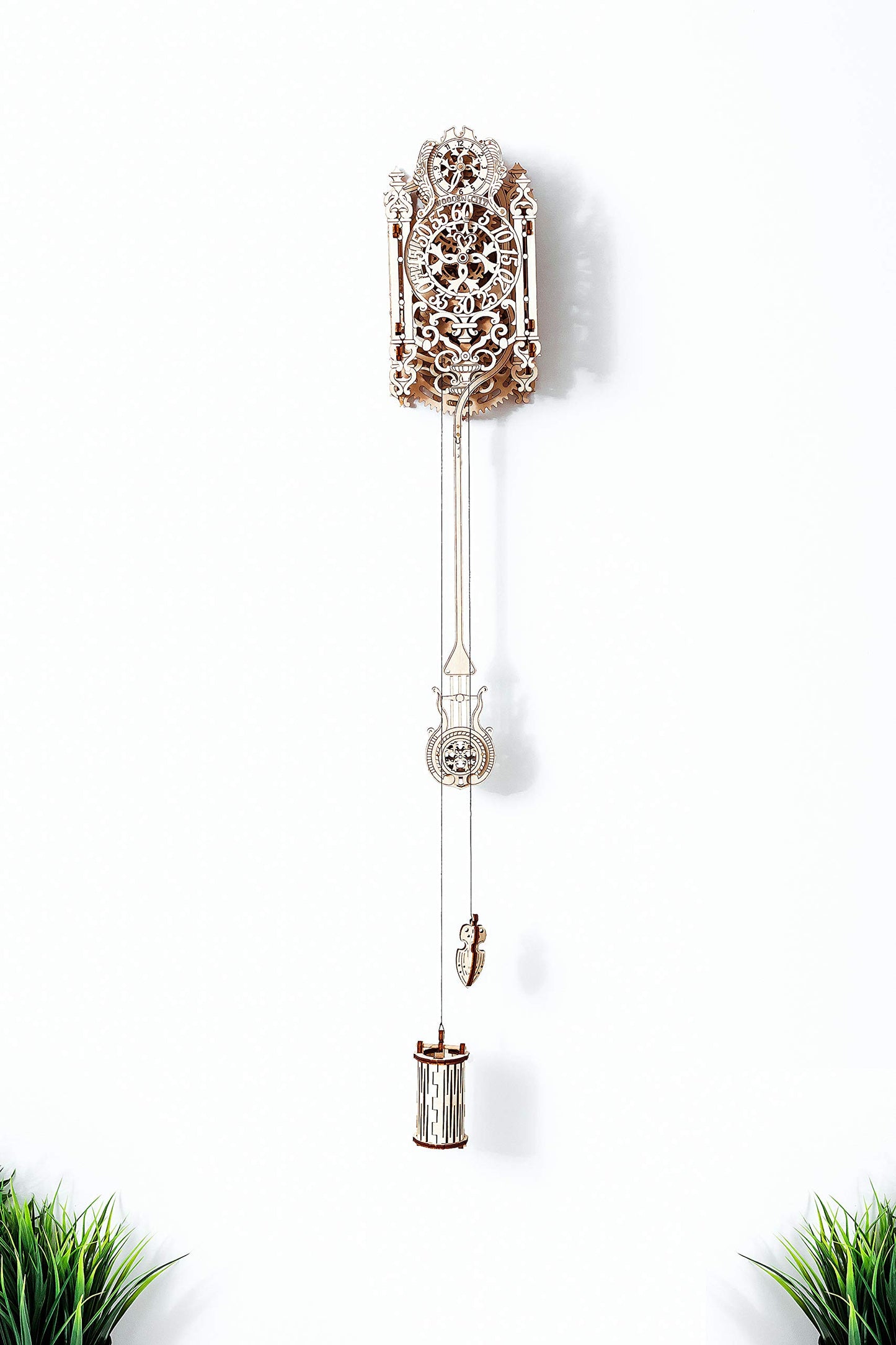 WOODEN.CITY Royal Wall Clock Kit 3D Puzzle, Wooden Clock Model - 126 Pieces, Mechanical Pendulum, Coin-Operated, Rococo Style, Expert, Unisex, Ages 14+, WR314