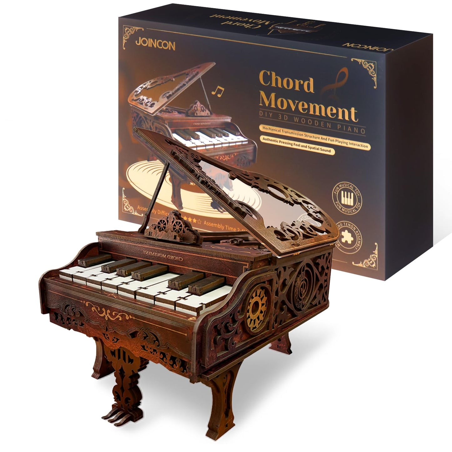 3D Wooden Puzzles for Adults, 236pcs Playable Piano Model Kit 1:20 Scale Building Puzzles Wooden Music Box, Mechanical 3D Puzzles Musical Instrument, Creative Finger Piano Desk Decor Unique Gift