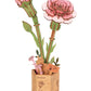 rowood 3D Puzzle Wood Flower,DIY Artifical Flower Building Set Craft Kit for Women,Mother's Day/Valentine's Day/Teacher's Day/Thanksgiving/Christmas/Birthday Gift -Pink Carnation