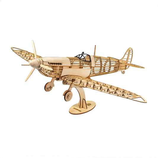 3D Wooden Puzzles DIY Spitfire Fighter Model Aircraft 1:25, Laser Cut Balsa Wood Model Airplane Kits to Build for Adults, Wooden Models Airplane Jigsaw Puzzles for Home Decoration Birthday Gift