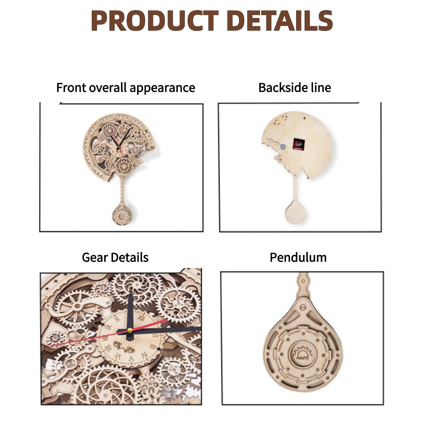 Gueiddi Wooden 3D Puzzles for Adults, Rompecabezas 3D Wooden Puzzles House Warming Gift Hobby Kit Stem Toy Home Decor (Clock)