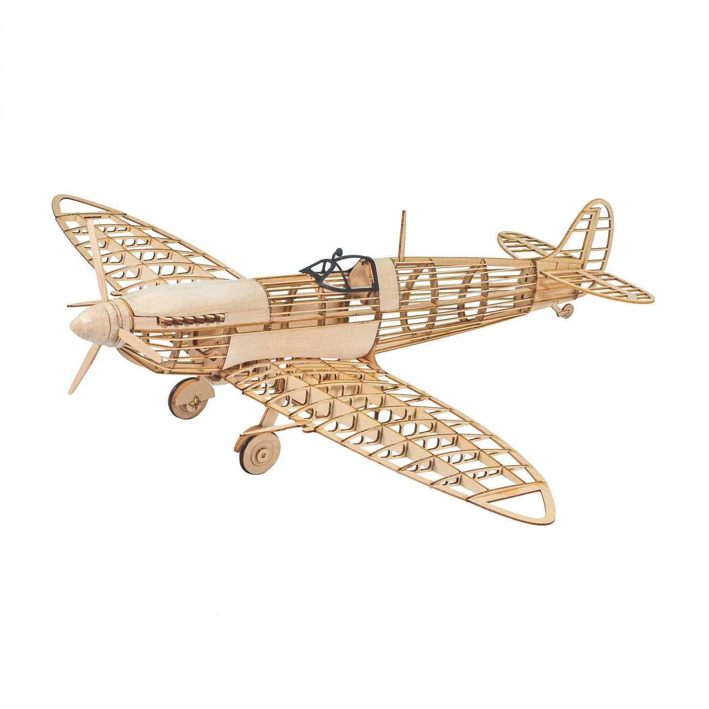 3D Wooden Puzzles DIY Spitfire Fighter Model Aircraft 1:25, Laser Cut Balsa Wood Model Airplane Kits to Build for Adults, Wooden Models Airplane Jigsaw Puzzles for Home Decoration Birthday Gift