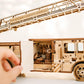 Wood Trick Rescue Firetruck Movable - Rotating Extendable Ladder - 3D Wooden Puzzles for Adults to Build - Rides up to 20 ft - Wooden Models Engineering DIY Project Mechanical Model Kit