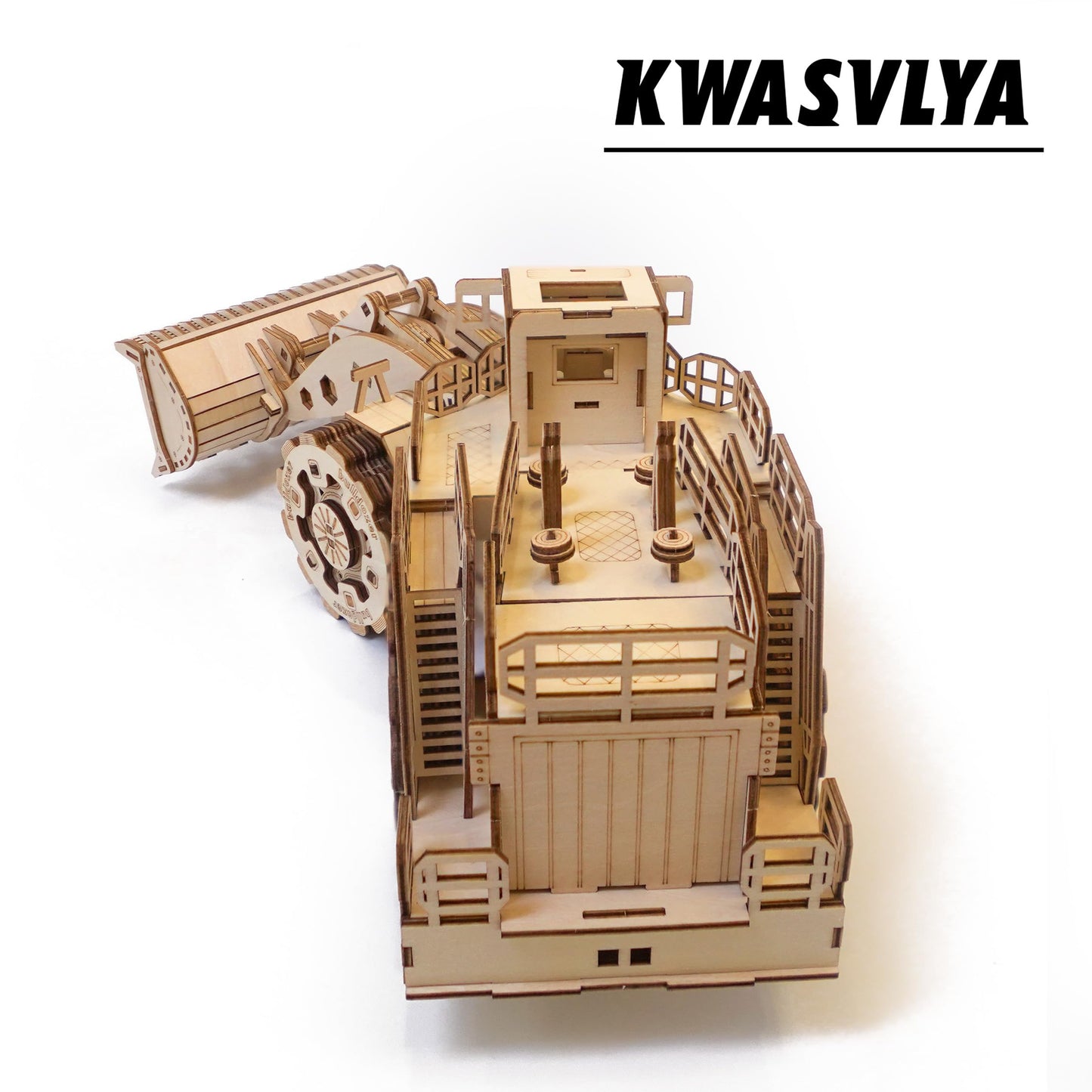 KWASVLYA 3D Wooden Puzzles,Bulldozer Model Kits, Wooden Puzzles for Adults and Teens, Educational Brain Teaser Assembly Model Car, Gifts for Christmas/Birthday