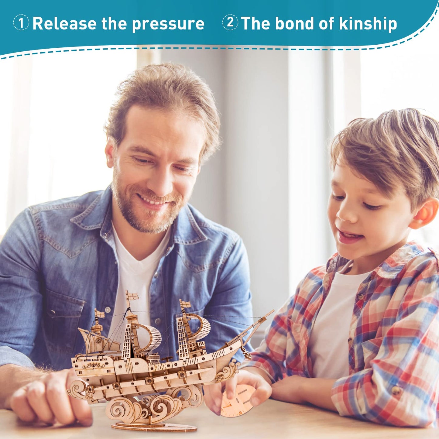 RoWood 3D Wooden Puzzle for Adults, Vintage Wooden Watercraft Model Sailboat Kit to Build, Best Gift Ideas Crafts Kit for Adults - Sailling Ship