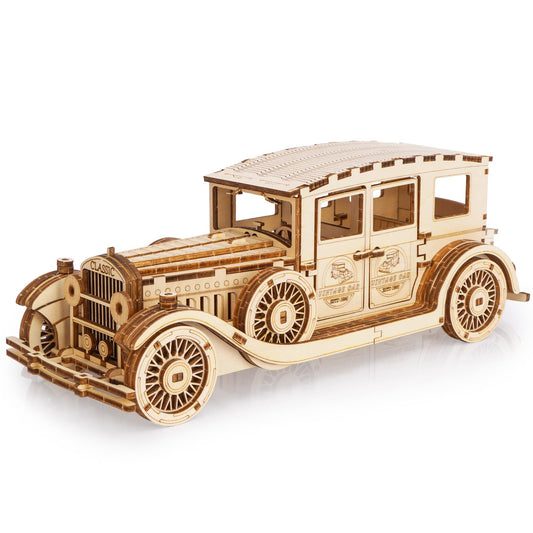 Hallisun 3D Wooden Puzzle for Adults, Mechanical Classic Car Puzzle, DIY Vintage Vehicle Model Building Kit Handicraft Wood Craft Hobbies Toy, Birthday for Hobbyist 14+ Family Women Men, 187 Pcs