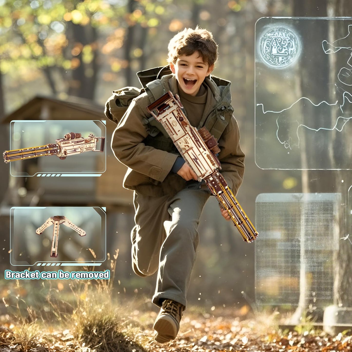 VATOS 3D Wooden Puzzles Model for Adults,344 Piece Wooden Puzzle Machine Gun with Rubber Bands,DIY Wood Puzzles Building Model Kits - Excellent Gift for Adult, Teens and Craft Enthusiasts (Ages 14+)