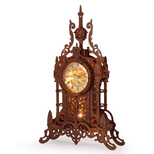 FUNPOLA LED 3D Wood Puzzle Clock Tower, 3D Building Model, DIY 3D Clock Kit (LED-WTC02)