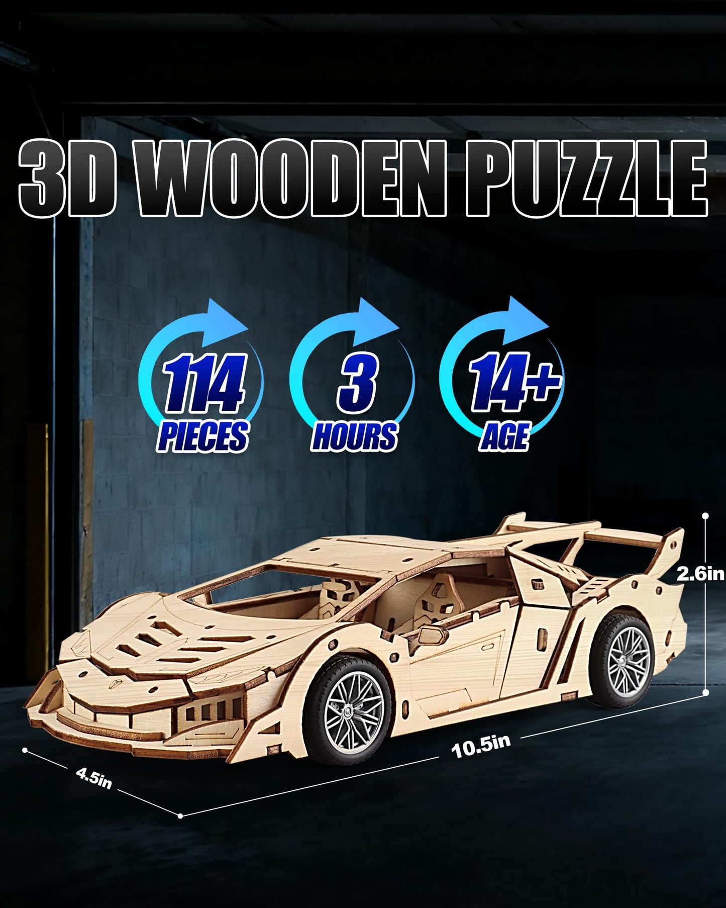 3D Wooden Puzzle Car for Adults (Sport Car)