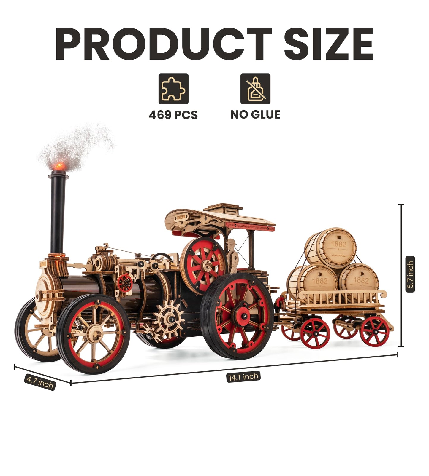 Wowood 3D Wooden Puzzles for Adults, Steam Locomotive Model Cars Kits for Adults, 3D Wood Puzzle Adult, Valentines Day Gift Model Building Kits, Train/Hobbies/Crafts