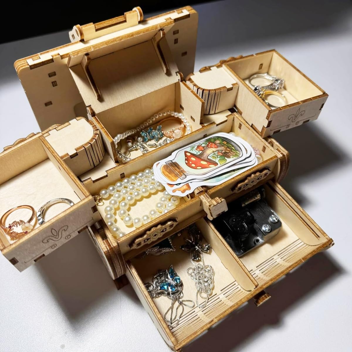 UMESEE 3D Wooden Puzzle Mechanical Treasure Box with Music, Wood Creative Assembly Model Building Kits to Build for Adults and Teens, DIY Wooden Puzzle Hobbies Projects Gift for Man Women